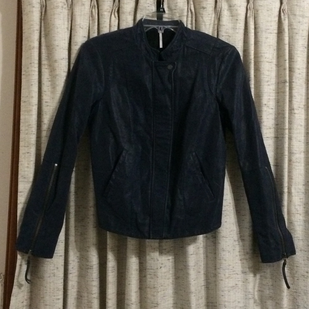Free People Cool & Clean Vegan Faux-Leather And Wool Biker Jacket